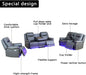 Power Leather Recliner Sofa Sets, 2 Pieces Living Room Furniture Sets with LED Lights, Grey Reclining Sofa Sets with USB Port for House/Office/Rv(B-Drak Grey, Sofa+Loveseat)