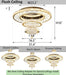 Gold 24 Inch Ceiling Chandelier Decorative Illumination