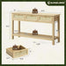 Rattan Console Sofa Table with Outlets and USB-C Port, 3 Drawer Entryway Table with Synthetic Rattan Surface, Open Shelf, behind Couch Entry Foyer Hallway Storage, Natural