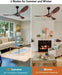 Ceiling Fan No Light, 52 in Outdoor Ceiling Fans with Remote Control without Light, 3 Blades, 6 Speed Reversible DC Motor Modern for Patios, Kitchen, Bedroom, Porch