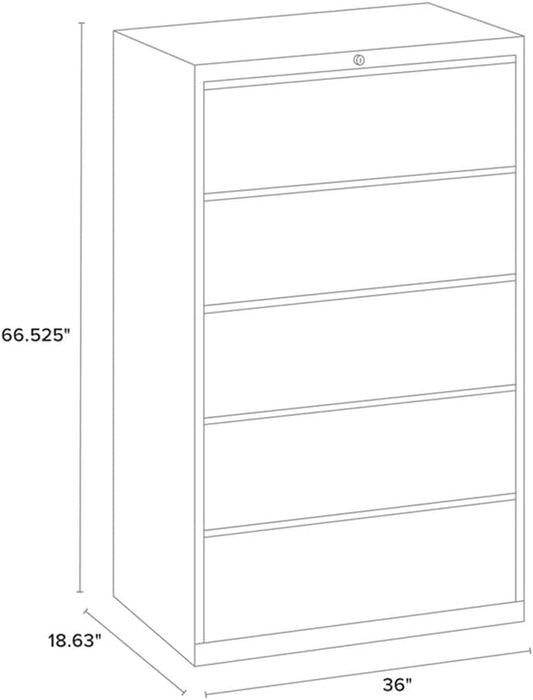 Hirsh 36 in W 5 Drawer Lateral File Cabinet, Light Gray, A4/Legal/Letter 17640-1 Each
