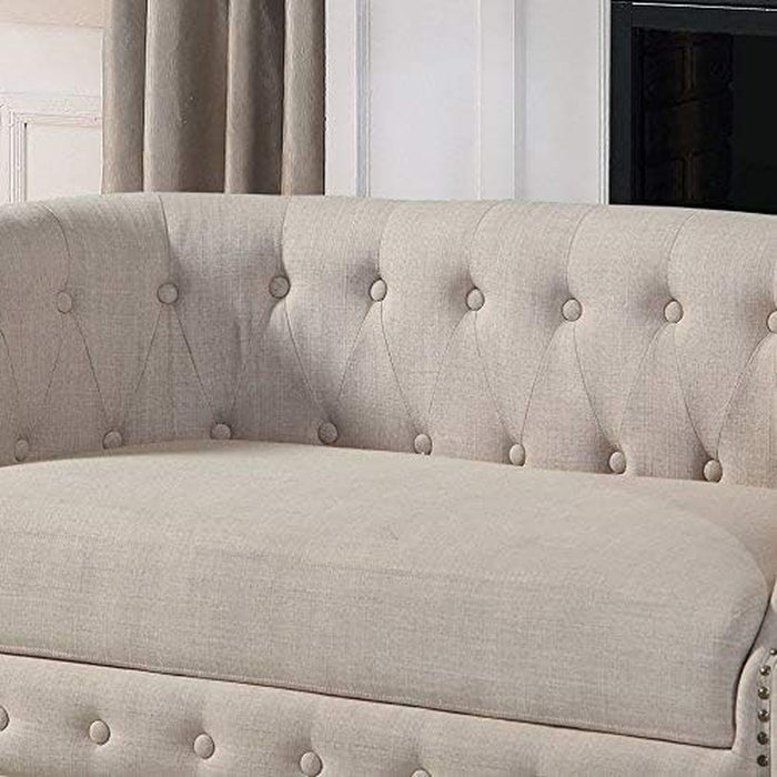 Beige Chesterfield Loveseat: Classic, Elegant Design