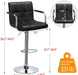 Bar Stools Set of 2, PU Leather Adjustable Swivel Barstools, Hydraulic Kitchen Counter Height Bar Chairs with Armrest and Back for Bar, Kitchen, Dining Room, Black