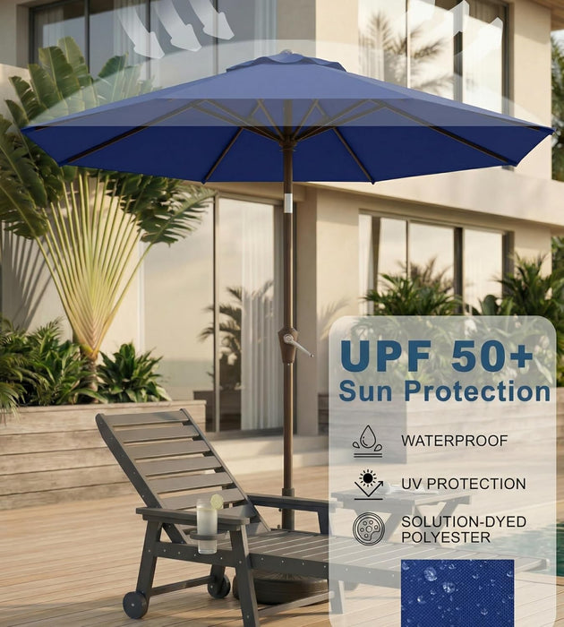 10FT Patio Umbrella, Outdoor Umbrella with Push Button Tilt and Crank, 8 Sturdy Ribs, UV Protection & Waterproof Market Umbrella for Pool, Backyard, Beach,Deck