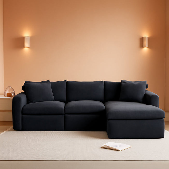 110 Inch Cloud Convertible Sectional Sofa GreyFabric