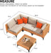 5 Piece Outdoor Patio Furniture Set Modular Outdoor Furniture Set Wicker Outdoor Sectional Sofa with Cushions Table Patio Set for Balcony Porch Deck Yard (Salmon&Orange Wicker, Sand Cushion)