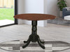 DLT-MBK-TP Dublin Dining Room Table - a round Kitchen Table Top with Dropleaf & Pedestal Base, 42X42 Inch, Mahogany & Black