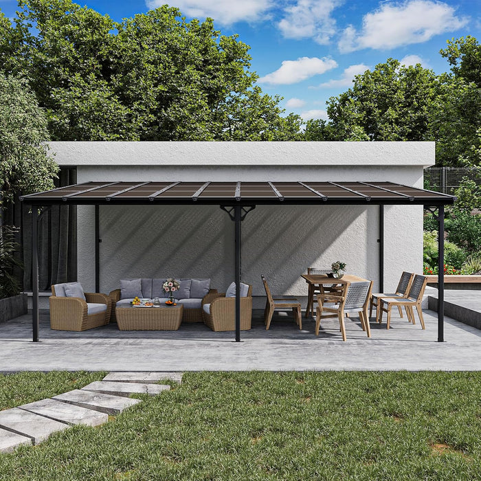 12' X 20' Gazebo for Patio, Gazebo Pergola with Sloped Roof, Large Wall-Mounted Heavy Duty Awnings, for Backyard, Deck, Patio