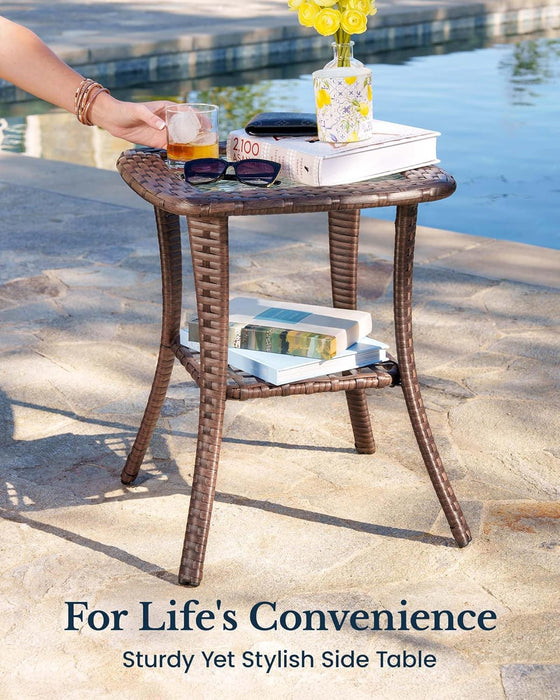 5-Piece Luxury Patio Furniture Set with 6" Thick Cushions, Weather-Resistant Wicker High Back Swivel Rocker Chairs, Senior-Friendly Conversation Set for Small Porch, Deck and Sunroom, Blue(V2)