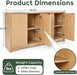 59" Fluted Sideboard Buffet Cabinet with Storage,Credenza Natural