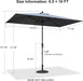 10' X 6.5' Rectangular Patio Umbrella Outdoor Table Umbrella Aluminum Frame Market Umbrella Sun Umbrella with 8 Sturdy Ribs & Tilt for Garden Deck Lawn & Pool Light Gray