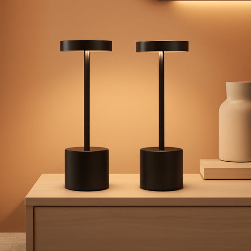 LED Cordless Table Lamps Set of 2,Portable Rechargeable 5000Mah Outdoor Table Lamp,3 Color Stepless Dimming Battery Powered Lamp, Table Light for Dinner/Patio/Restaurant/Bedroom.(Black)
