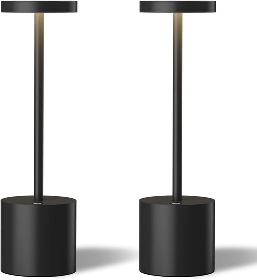 LED Cordless Table Lamps Set of 2,Portable Rechargeable 5000Mah Outdoor Table Lamp,3 Color Stepless Dimming Battery Powered Lamp, Table Light for Dinner/Patio/Restaurant/Bedroom.(Black)