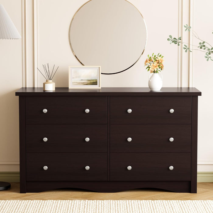 Dresser for Bedroom, 6 Dresser Drawer with Storage, Brown