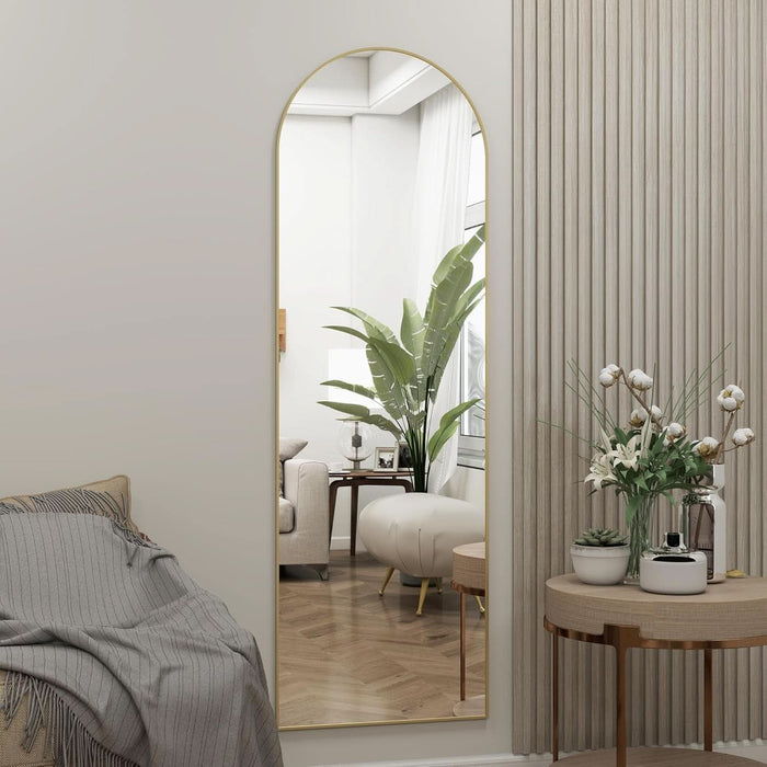 Door Mirror, Arched Full Length Mirrors over the Door, 14"X 48" Hanging or Wall Mirror, Full Body Mirrors, Gold