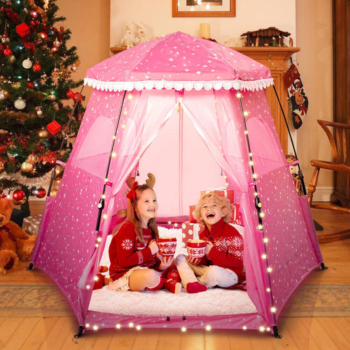 Pop up Princess Castle Girls Pink Palace Play Tent Kids Pretend Garden Playhouse