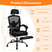 Desk Chair with Foot Rest, High-Back Mesh Office Chair with Wheels, Black