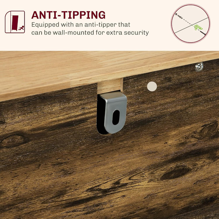 Sideboard Buffet Cabinet Solid Wood Countertop Rustic Brown | Modern Kitchen Storage, Coffee Bar Cabinet, 3 Drawers, Doors, Adjustable Shelf
