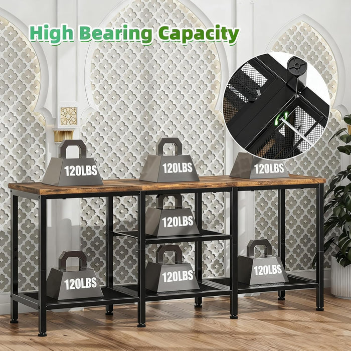 TV Stand for 50 Inch Tvs, Entertainment Center with Open Storage Shelves, Media Console Table for Living Room, Rustic Brown