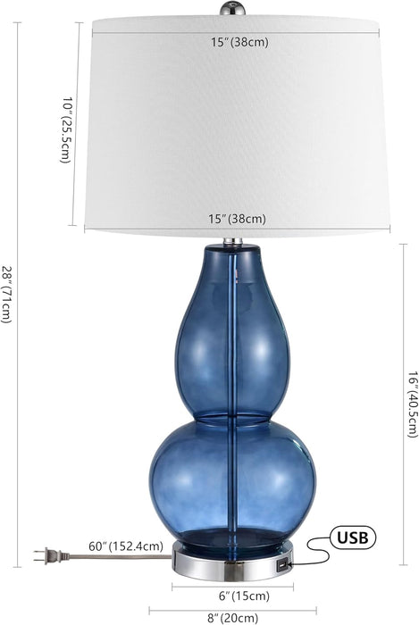 Safavieh Lighting Collection Mercurio Double Gourd Blue and White Table Lamp, Set of 2