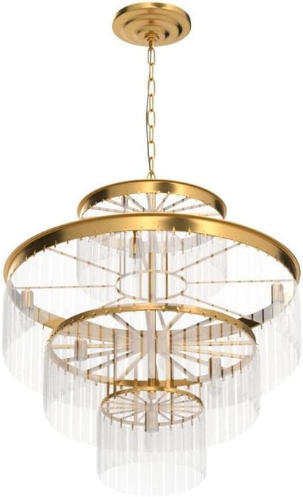 Modern Style Crystal Chandeliers & Lightsround Hanging Classic, Pendant Ceiling Chandelier Lighting Fixture 4-Tier for Dining Room Living Room(Gold Orange,20 Inch)