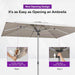 Outdoor Table Sun Umbrella 10' X 10' Semi Auto Lift, Beige