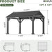 10' X 12' Outdoor Hardtop Gazebo,  Heavy Duty Frame Gazebo with Galvanized Steel Roof, Permanent Metal Patio Pavilion for Backyard Lawn Deck