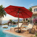 10Ft Patio Umbrella, 3 Tier Outdoor Market Table Umbrellas with 8 Fiberglass Ribs and Push Button Tilt, Windproof, Vented Canopy, UV Protection for Deck, Pool, Backyard, Red