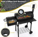 Barrel Charcoal Grill with Offset Smoker(420.Sq.In),  Large Outdoor BBQ Grills with Chimney Starter Set for Grilling, Smoking, Roasting, with Thermometer & Front Table, 6 S-Hooks & Clamp