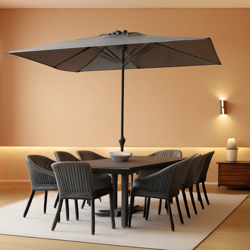 Patio Market Umbrella 6' X 10' Business Semi Auto Lift, Gray