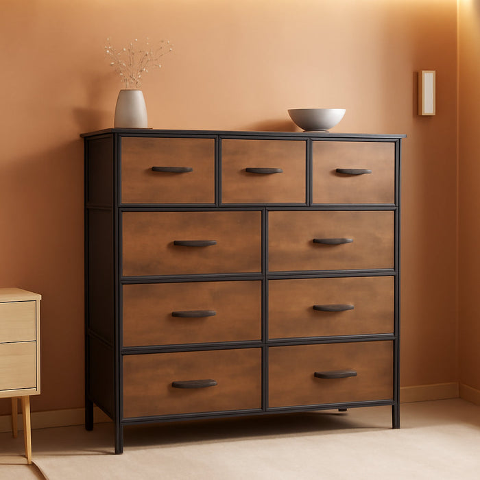 Durable Fabric Dresser With Nine Drawers Organizer
