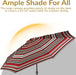 Sunnydaze Outdoor Patio Umbrella - Polyester Table Market Umbrella with Push-Button Tilt and Crank - 8 Sturdy Ribs - Awning Stripe - 9Ft