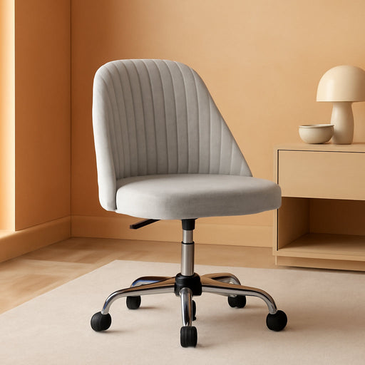 Office Desk Chair, Modern Cute Rolling Vanity Swivel Task Chairs with Wheels, Comfortable Back Seat Armless for Home, Bedrooms, Office, Study, Student, Adults, Make-Up, Dressing Room, Cloud