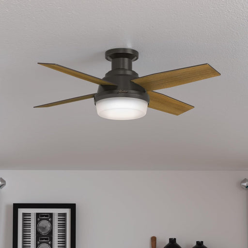 Fan Dempsey Low Profile Ceiling Fans with Lights and Remote, Flush Mount Ceiling Fan with Lights, Metal, Noble Bronze Finish, 44 Inch LED