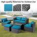 6-Piece Patio Conversation Set with Storage Coffee Table, Peacock Green