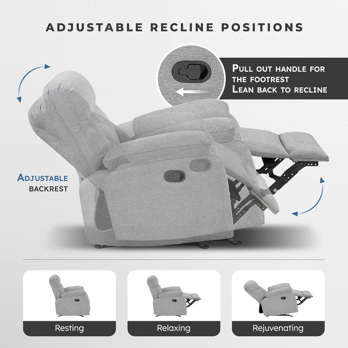 Mnul Double Recliner Couch for Living Room, Chenille Fbric Upholstered Reclining Sof, Home Theter Seting, Esy ssembly, Recliner Couch, Gry