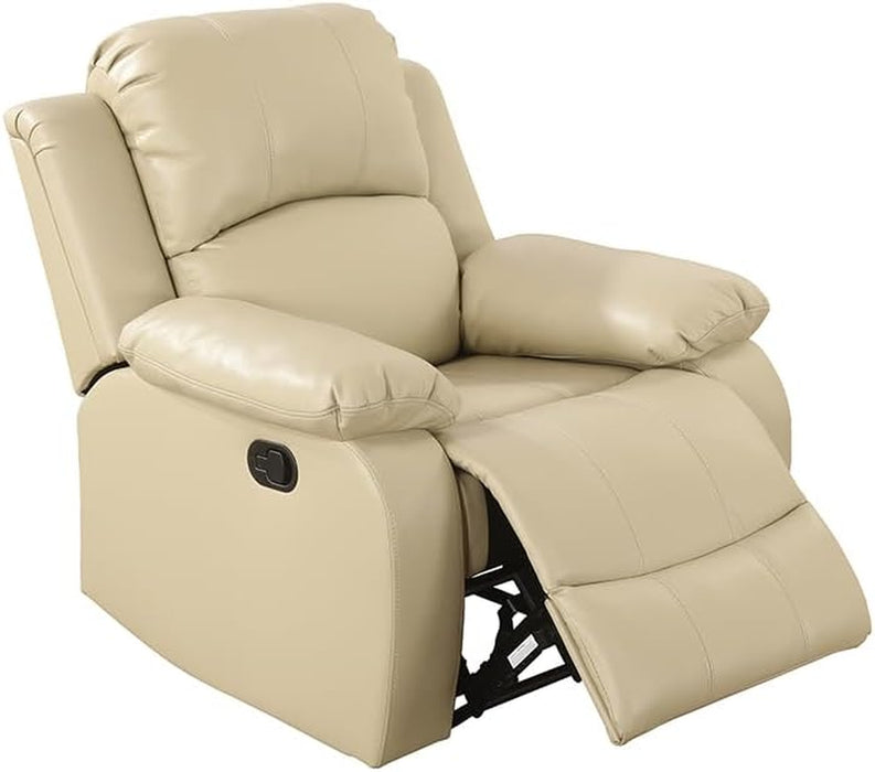 Beige Recliner Sofa Set 3PCS Manual Reclining Sofa Living Room Furniture Sets Contempary Bonded Leather Reclining Couch Set with Cup Holder/Storage Console for Home/Office (Beige, 3PCS Set)