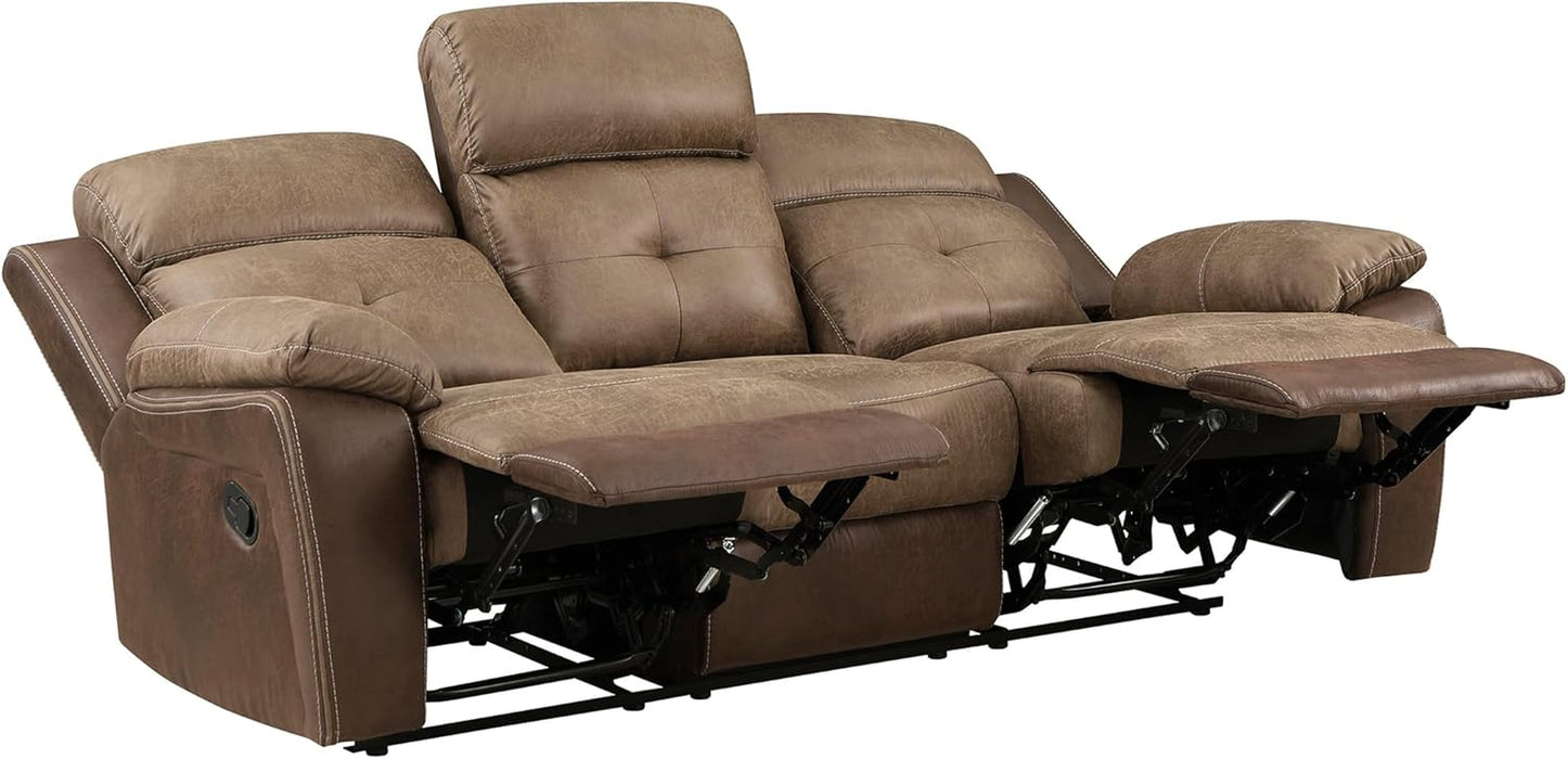 Marianna 3-Piece Reclining Living Room Sofa Set, Brown