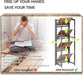 No Assembly Small 4 Tier Folding Bookshelf Compact Storage Shelves Vintage Bookcase Standing Racks for Bedroom Living Room Home Office