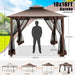 10'X10' Gazebo Canopy Tent, Assembled Style Wrought Iron Gazebo Tent with 4 Detachable Mosquito Net Sidewalls, Rainproof&Sunproof Gazebo Canopy for Tailgate, Yard, Beach