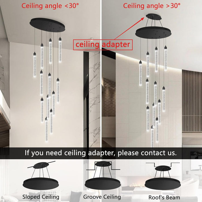 Black TwelveLight LED Dimmable Crystal Chandelier Fixture