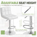 Bar Stools Modern Pu Leather Swivel Adjustable Hydraulic Bar Stool Square Counter Height Stool Set of 2 (White)