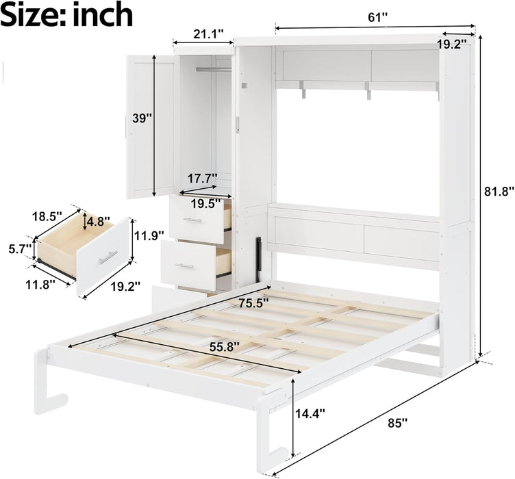 Fullsize Murphy Bed With Integrated Wardrobe Storage