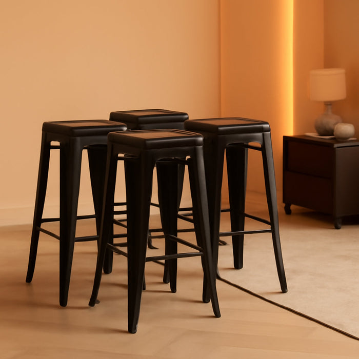 30 Inches Metal Bar Stools High Backless Stools Bar Height Stools Patio Furniture Indoor/Outdoor Stackable Kitchen Stools Dining Chair Set of 4