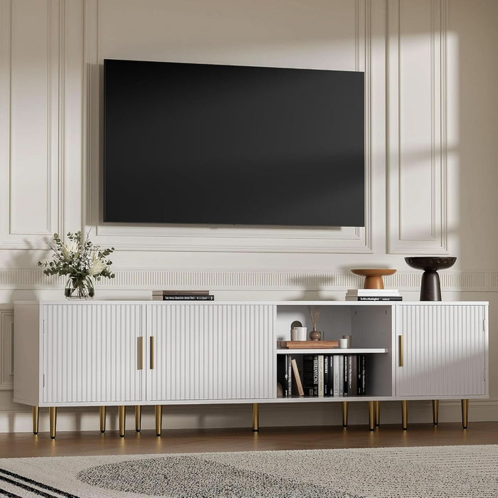 TV Consoles for Living Room, TV Stand with Storage, Entertainment Center for up to TV 71",Modern Television Stands,Tv Cabinet, TV Table for 50/60/70/80 Inch TV for Living Room, Bedroom, White