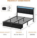 Queen Bed Frame with Storage Drawers and Upholstered Headboard