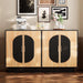 58" Fluted Modular Buffet Cabinet with Arched Doors & Gold Handles, Mid Century Modern Sideboard Credenza Storage with Adjustable Shelves, Wood Coffee Bar Console Table for Dining Living Room