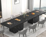 71" Black Faux Marble Dining Table for 6-8, Rectangle Dining Room Table