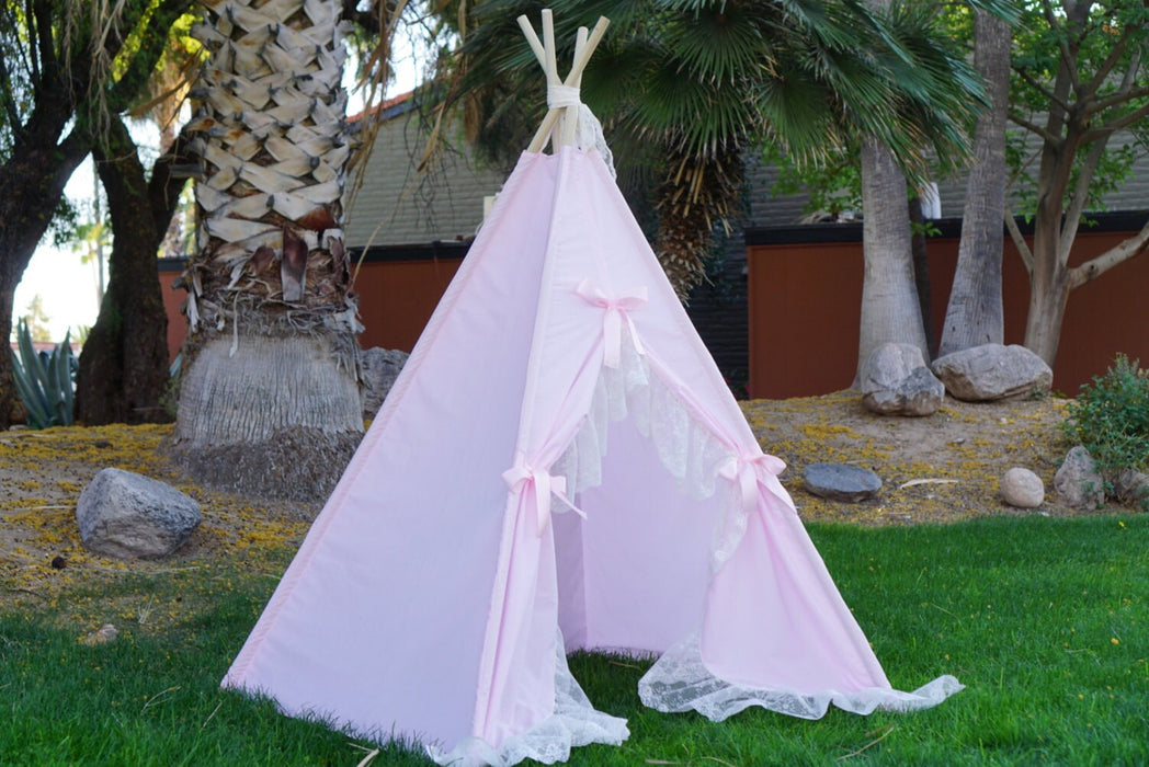 Pinkalicious Lace Teepee, Kids Teepee, Tipi, Play Tent, Wigwam or Playhouse with Extra Long Ruffle