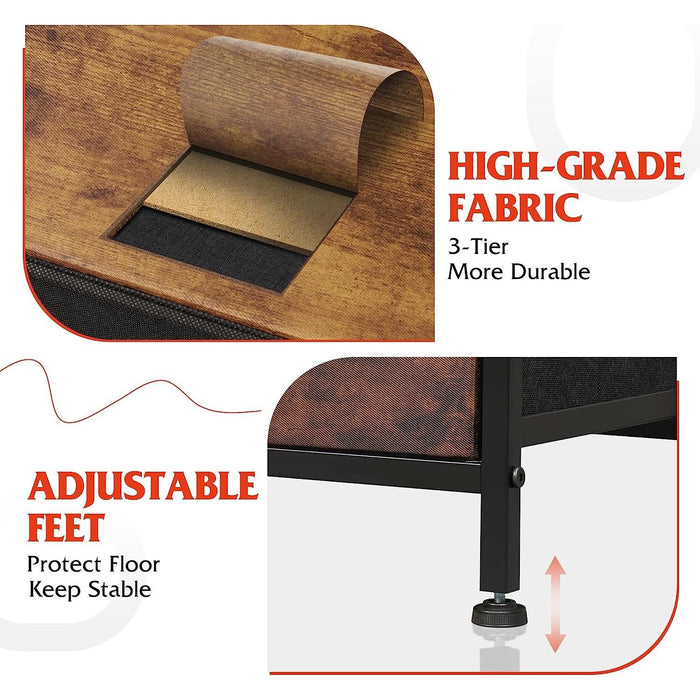 Rustic Brown 8 Drawer Fabric Dresser